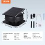Ventilador solar VEVOR para ático, 40 W, 1230 CFM, gran flujo de aire, ventilador de ventilación de techo solar, bajo nivel de ruido y resistente a la intemperie con adaptador inteligente de 110 V, ideal para el hogar, invernadero, garaje, tienda, RV, listado FCC