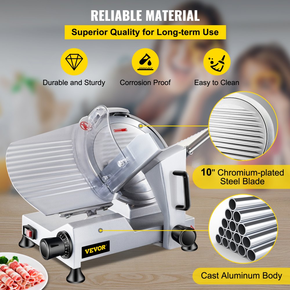 VEVOR Cortadora De Carne Rebanadora de carne comercial rebanadora eléctrica de alimentos de 10 pulgadas rebanadora de carne congelada de 240 W