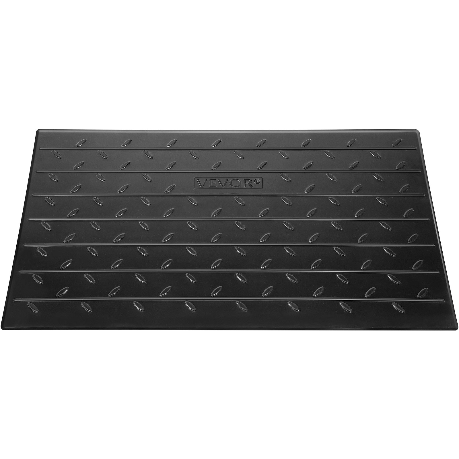 Rampa de umbral de caucho VEVOR negro con superficie antideslizante y dibujo de hojas.
