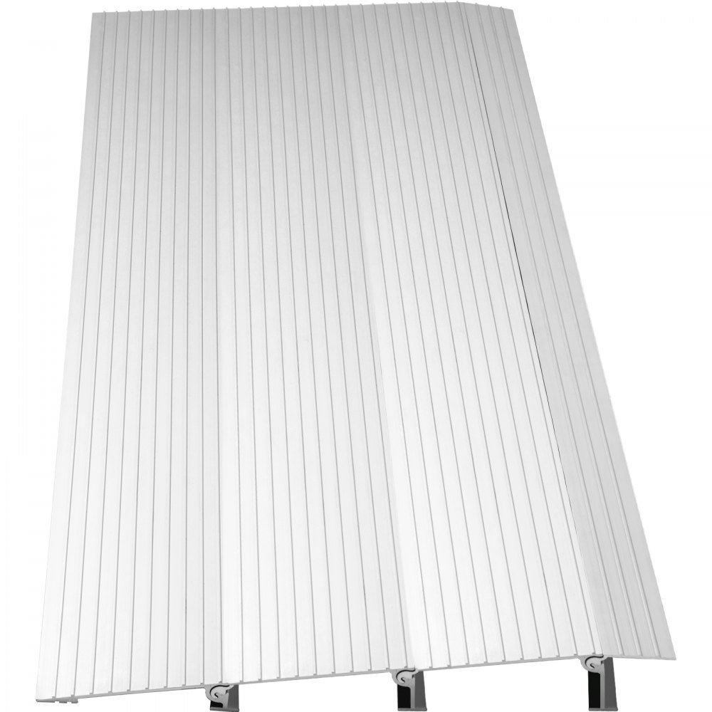 Rampa de entrada VEVOR de aluminio con superficie estriada y bisagras negras.