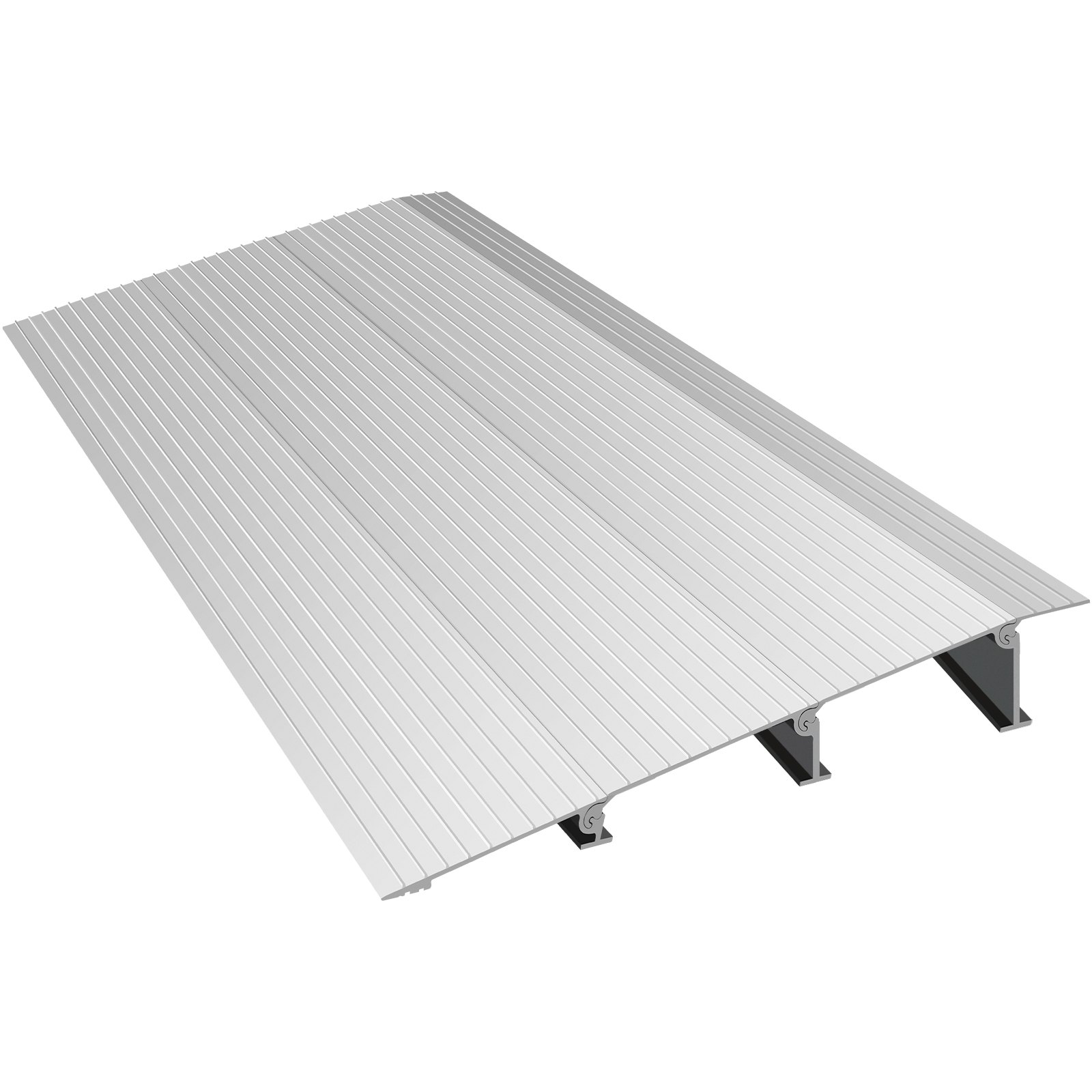 Rampa de entrada VEVOR con superficie de aluminio ranurado y vigas de soporte resistentes.