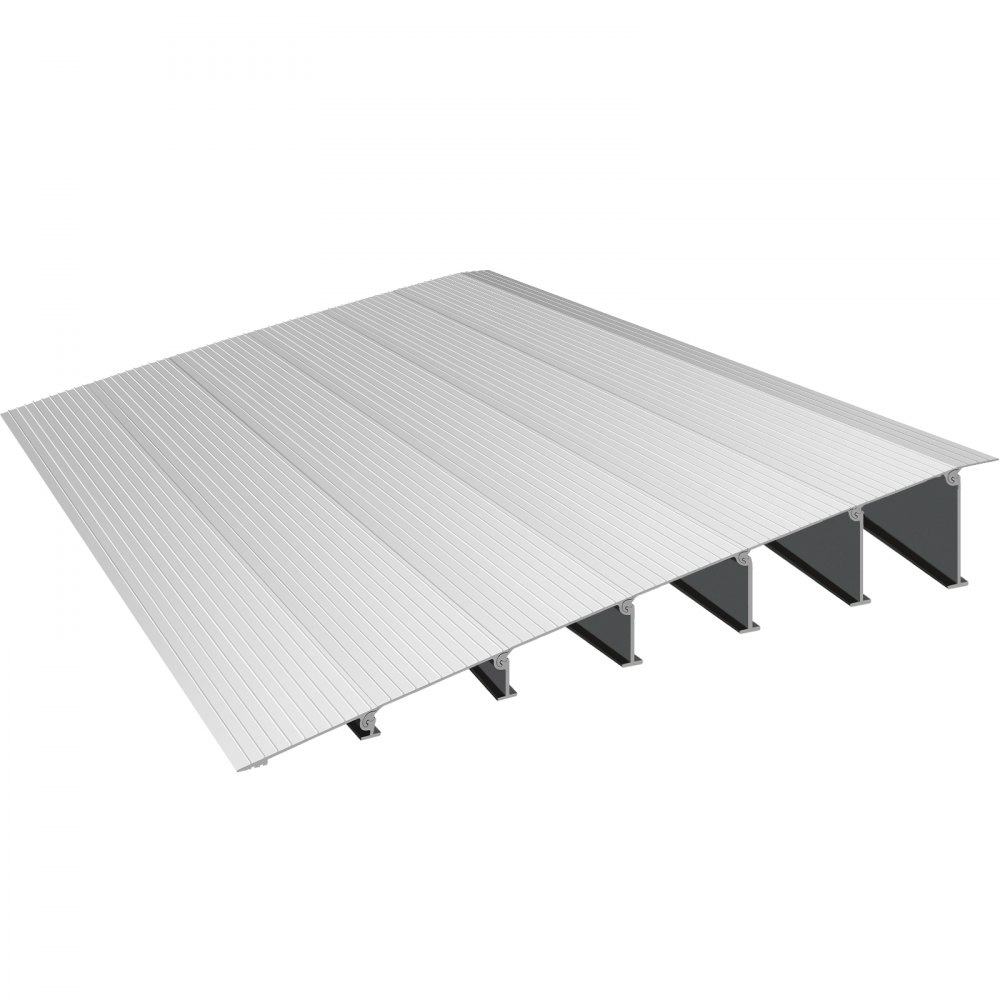 Rampa de umbral VEVOR de aluminio con superficie acanalada y estructura reforzada.
