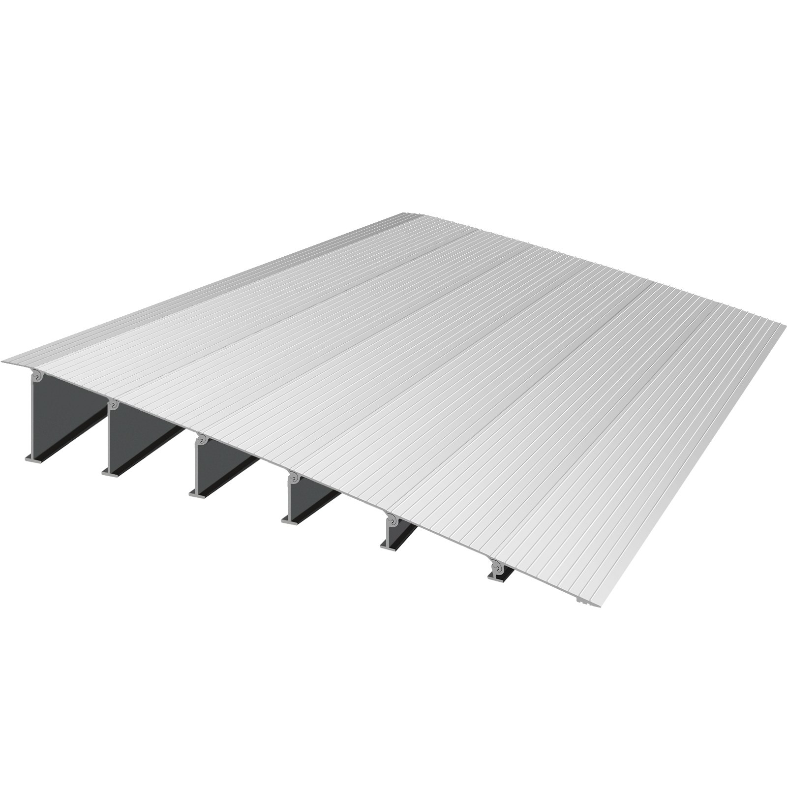 Rampa de umbral VEVOR con construcción de aluminio y diseño de superficie acanalada.