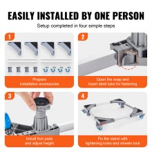 VEVOR Mini soporte para refrigerador, carga de 400 libras, 4 pies fuertes, 4 ruedas giratorias con bloqueo, pedestal para lavadora y secadora, base ajustable multifuncional para lavadora y refrigerador, base móvil universal