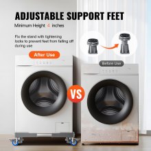 VEVOR Mini soporte para refrigerador, carga de 400 libras, 4 pies fuertes, 4 ruedas giratorias con bloqueo, pedestal para lavadora y secadora, base ajustable multifuncional para lavadora y refrigerador, base móvil universal