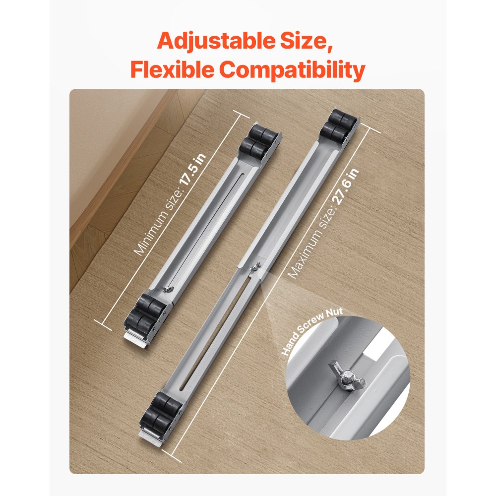 VEVOR - Rodillos resistentes para muebles y electrodomésticos (carga total de 300 kg), extensibles, base móvil para lavadora, soporte para refrigerador, plataforma para refrigerador, secadora y lavavajillas, color blanco