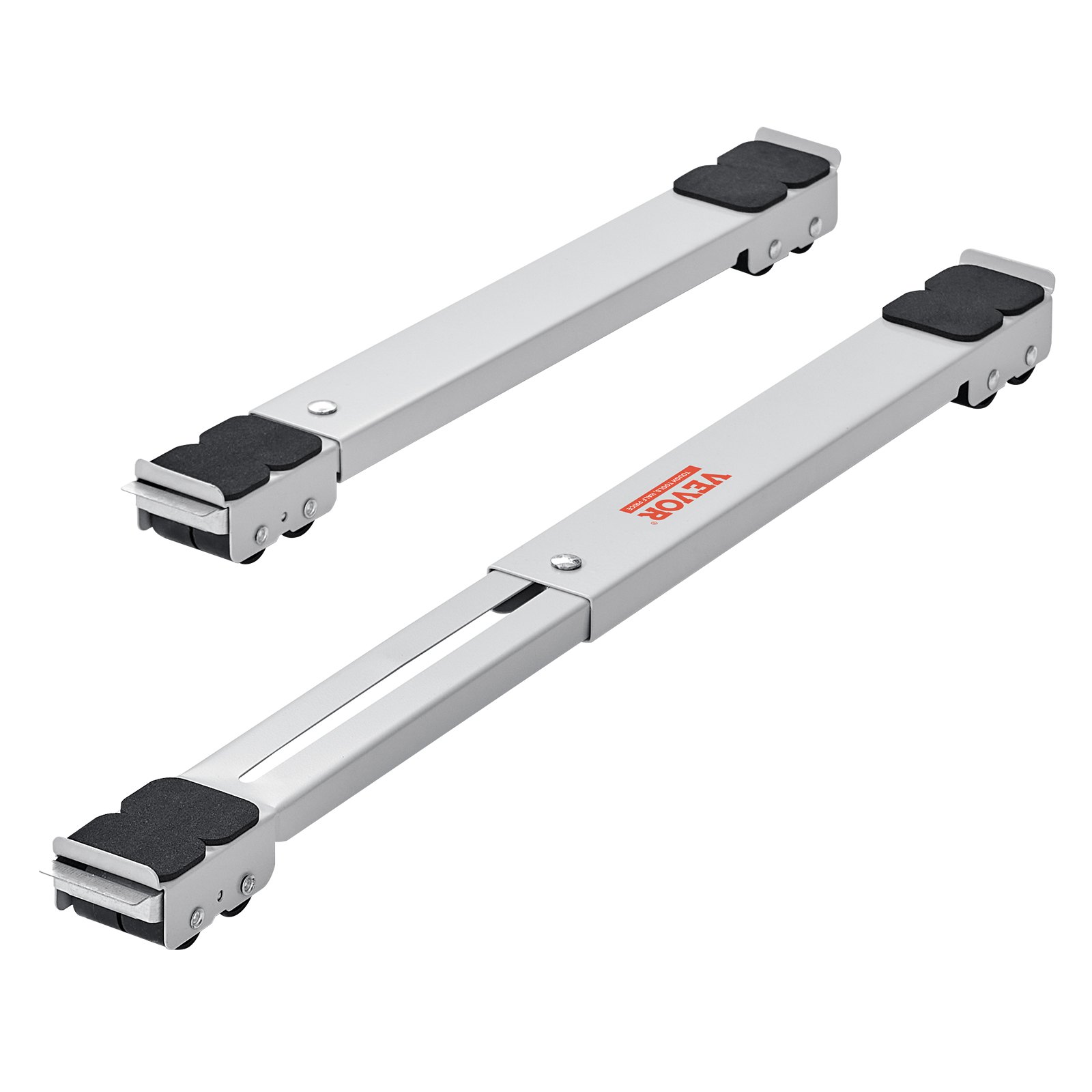 Rodillos para electrodomésticos VEVOR con marcos de metal ajustables y dos juegos de ruedas para mover electrodomésticos pesados.
