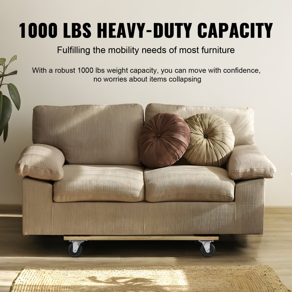 VEVOR Furniture Dolly, capacidad de carga de 1000 libras, 18" x 30", ruedas giratorias de PP de 4 x 3", plataforma móvil para muebles de madera dura resistente, plataforma rodante para mudanzas, carro