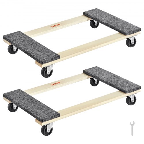 VEVOR Furniture Dolly, 1000 libras cada capacidad de carga, 2 paquetes, 18" x 30", ruedas giratorias de PP de 8 x 3", plataforma móvil para muebles de madera dura resistente, plataforma rodante para m
