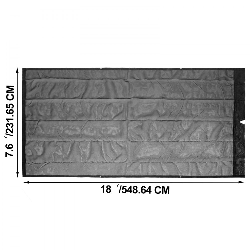 VEVOR - Lona de malla para camión volquete (7,6 x 18 pies), color negro, con ojales, resistente, con abertura de bolsillo de 6 pies y toldo, revestida de PVC para remolque, para cubierta de caja de camión