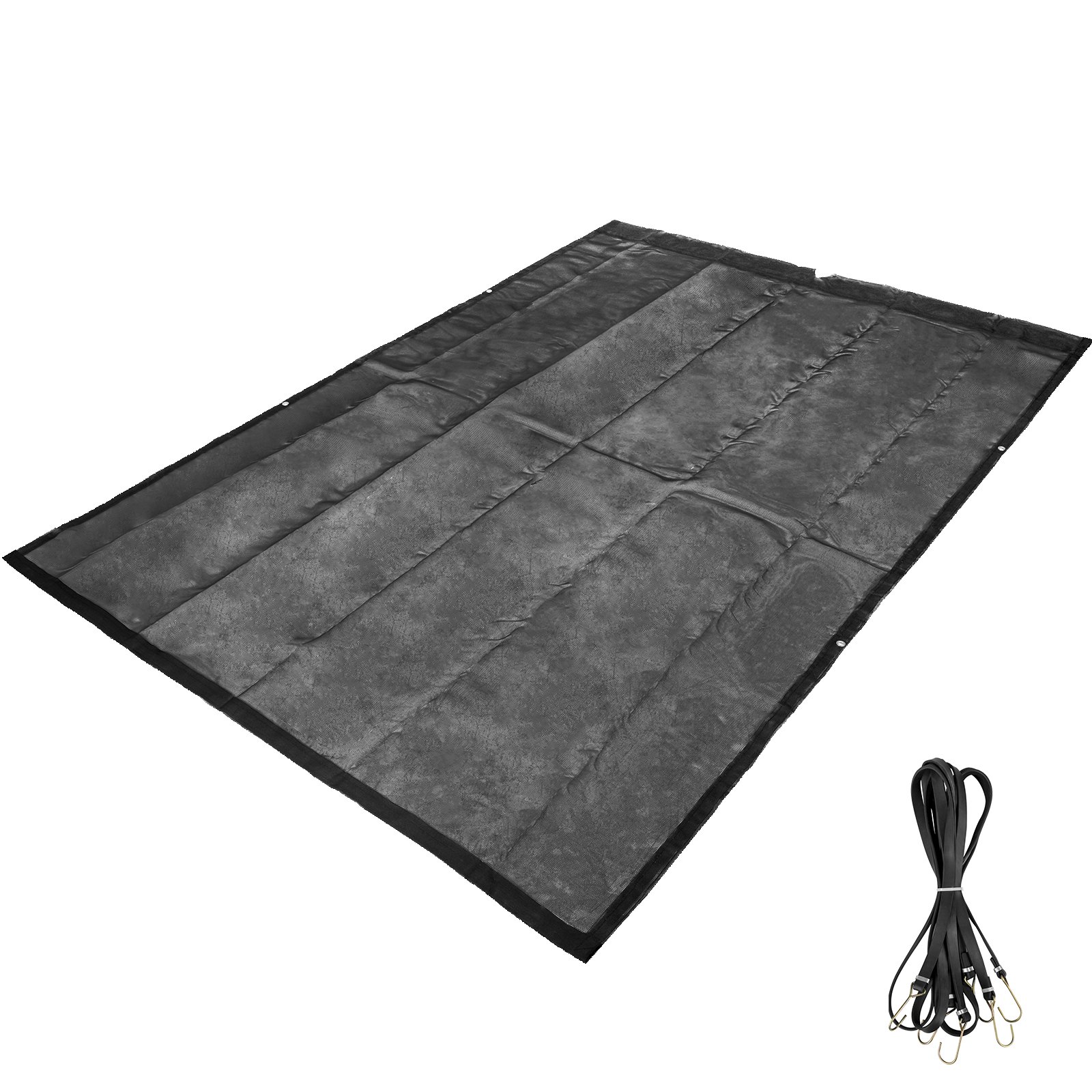 VEVOR Lona de malla para camión volquete de 7' x 18', negra con ojales, resistente con abertura de bolsillo de 6', para sombra, revestida de PVC para remolque, para cubierta de caja de camión