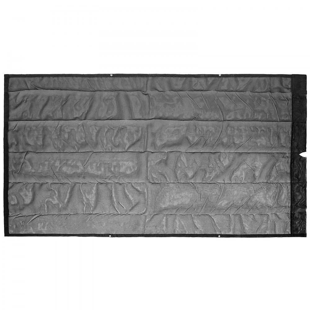 Lona de malla para camión volquete VEVOR de 8 x 14 pies, lona de malla negra con ojales, lona de malla resistente de 6 pulgadas con apertura de bolsillo, lona de remolque recubierta de PVC, para cubierta de cama de camión