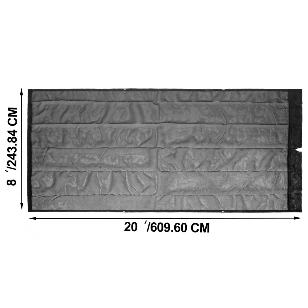 Lona de malla para camión volquete VEVOR de 8 x 20 pies, lona de malla negra con ojales, lona de malla resistente con pantalla de apertura de bolsillo de 6 pulgadas, lona de remolque recubierta de PVC, para cubierta de cama de camión