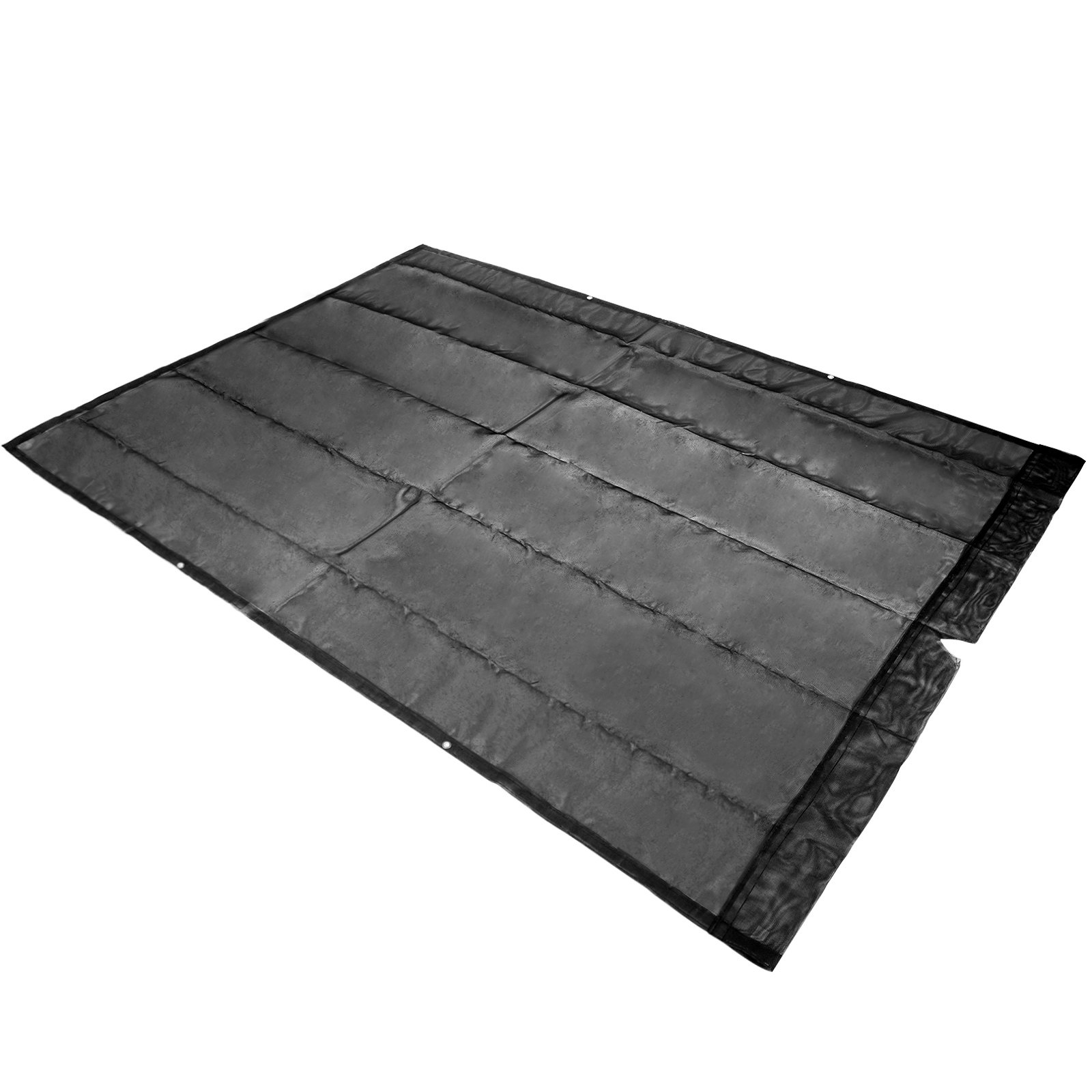 Lona de malla para camión volquete VEVOR de 8 x 20 pies, lona de malla negra con ojales, lona de malla resistente con pantalla de apertura de bolsillo de 6 pulgadas, lona de remolque recubierta de PVC, para cubierta de cama de camión