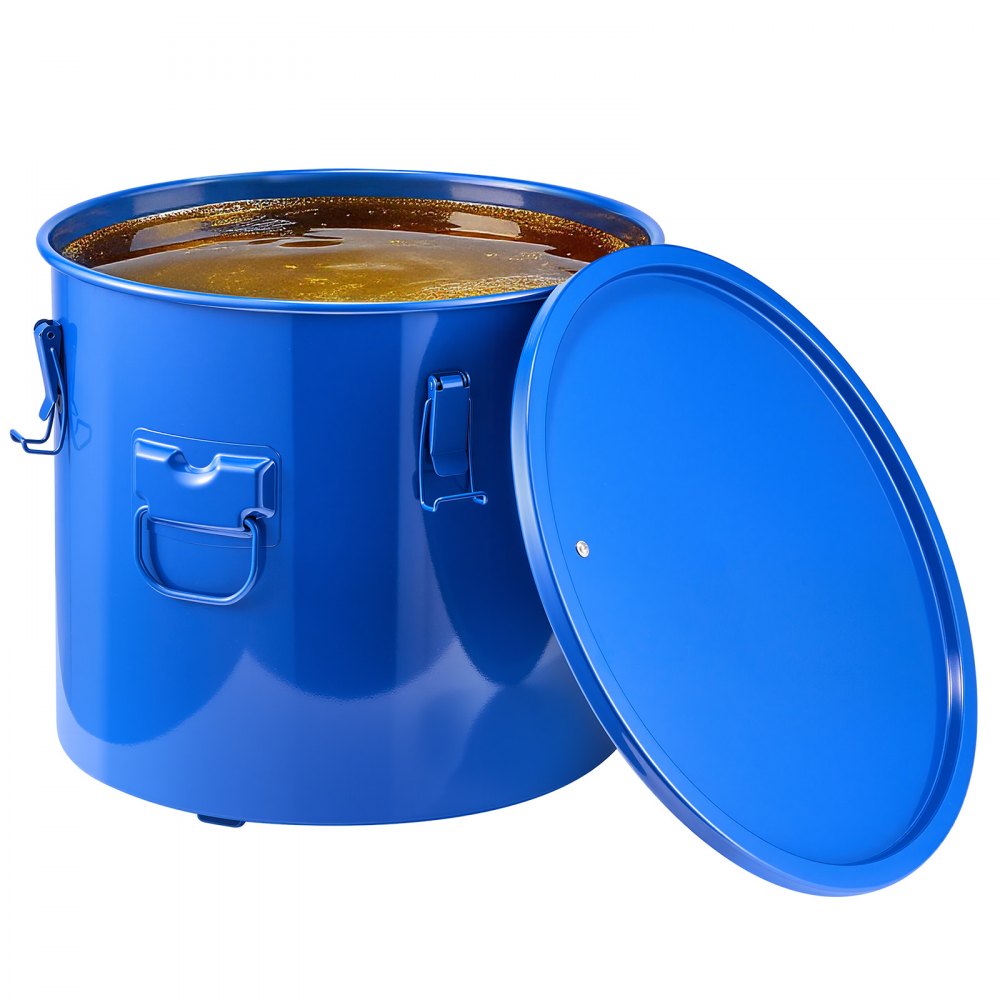 Cubo de grasa para freidora VEVOR, contenedor de 10 galones para desechar aceite, cubo de acero al carbono con revestimiento antioxidante, contenedor para transportar aceite con tapa, clips de bloqueo y bolsa de filtro para filtrar aceite de cocina caliente, azul