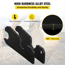 VEVOR Orejas de cubo de fijación rápida, orejas de cubo de excavadora de 3/4 pulgadas de grosor, 2 piezas de orejas de cubo, acero con revestimiento negro con artesanía de metal precisa, compatible con KX040 KX71 KX91 KX121