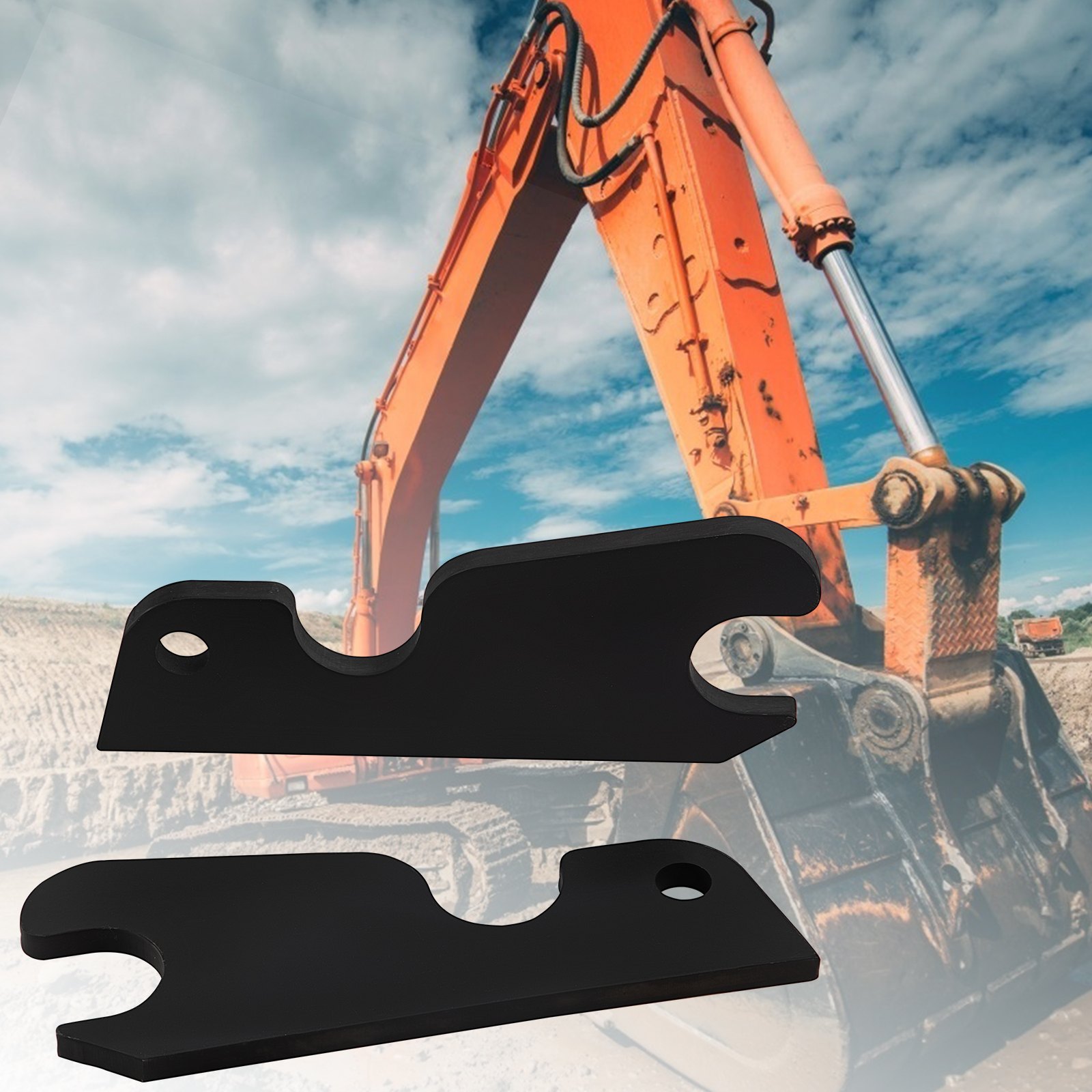 VEVOR Orejas de cubo de fijación rápida, orejas de cubo de excavadora de 3/4 pulgadas de grosor, 2 piezas de orejas de cubo, acero con revestimiento negro con artesanía de metal precisa, compatible con KX040 KX71 KX91 KX121