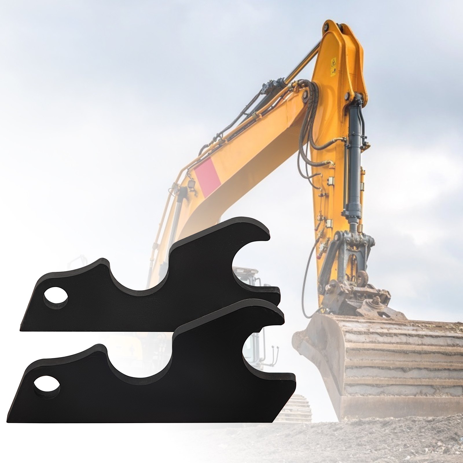 VEVOR Orejas de cubo de fijación rápida, orejas de cubo de excavadora de 3/4 pulgadas de grosor, 2 piezas de orejas de cubo, acero con revestimiento negro con artesanía de metal precisa, compatible con KX040 KX71 KX91 KX121
