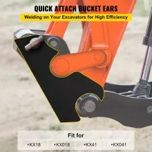 VEVOR Orejas de cubo de fijación rápida, orejas de cubo de excavadora de 3/4 pulgadas de grosor, 2 piezas de orejas de cubo, acero con revestimiento negro con artesanía de metal precisa, compatible con KX040 KX71 KX91 KX121