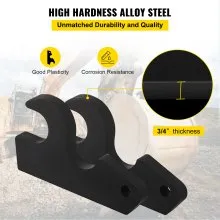 VEVOR Orejas de cubo de fijación rápida, orejas de cubo de excavadora de 3/4 pulgadas de grosor, 2 piezas de orejas de cubo, acero con revestimiento negro con artesanía de metal precisa, compatible con KX040 KX71 KX91 KX121