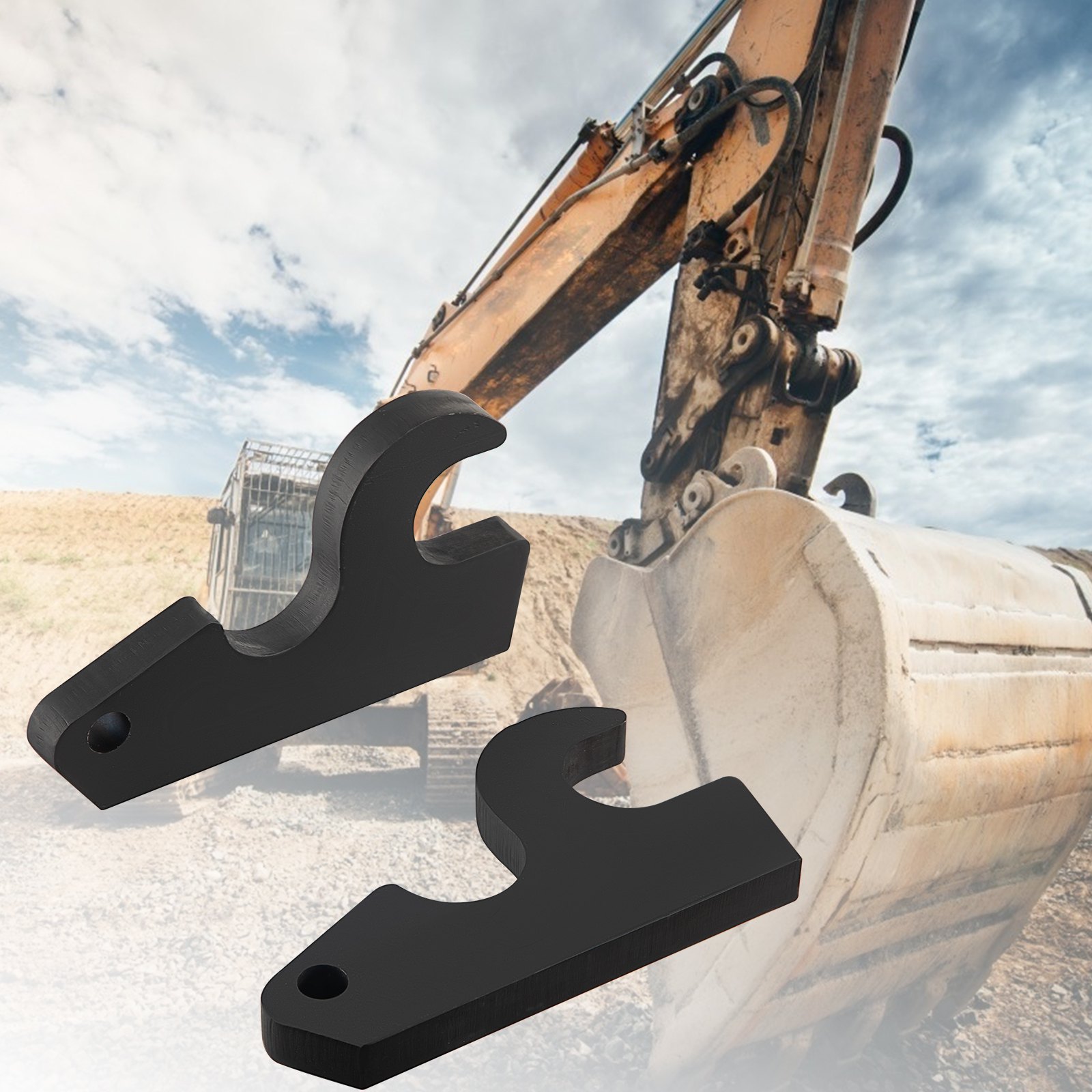 VEVOR Orejas de cubo de fijación rápida, orejas de cubo de excavadora de 3/4 pulgadas de grosor, 2 piezas de orejas de cubo, acero con revestimiento negro con artesanía de metal precisa, compatible con KX040 KX71 KX91 KX121