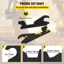 VEVOR Orejas de cubo de fijación rápida, orejas de cubo de excavadora de 3/4 pulgadas de grosor, 2 piezas de orejas de cubo, acero con revestimiento negro con artesanía de metal precisa, compatible con KX040 KX71 KX91 KX121