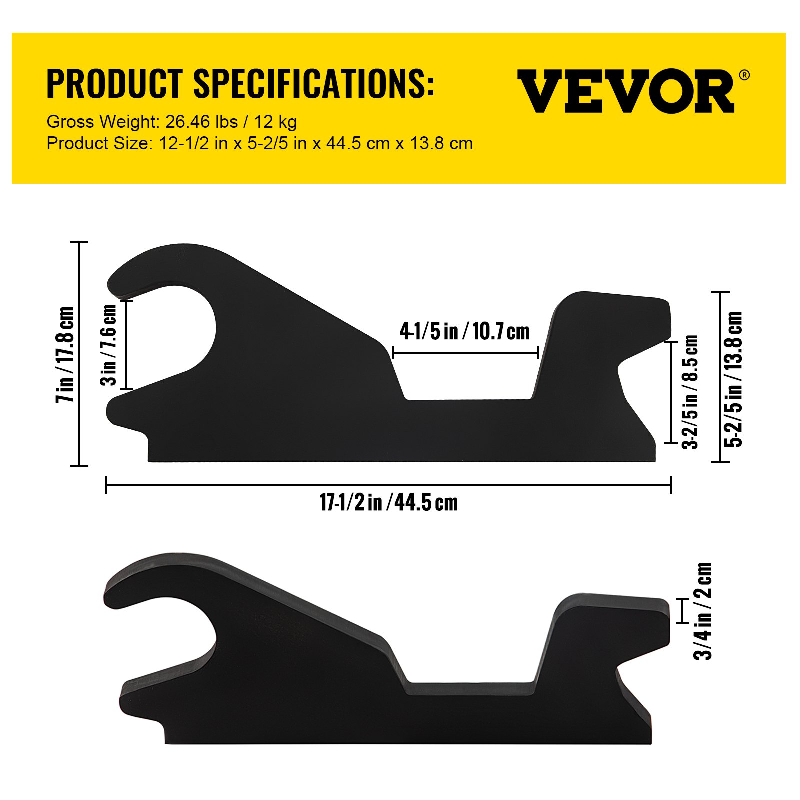 VEVOR Orejas de cubo de fijación rápida, orejas de cubo de excavadora de 3/4 pulgadas de grosor, 2 piezas de orejas de cubo, acero con revestimiento negro con artesanía de metal precisa, compatible con KX040 KX71 KX91 KX121