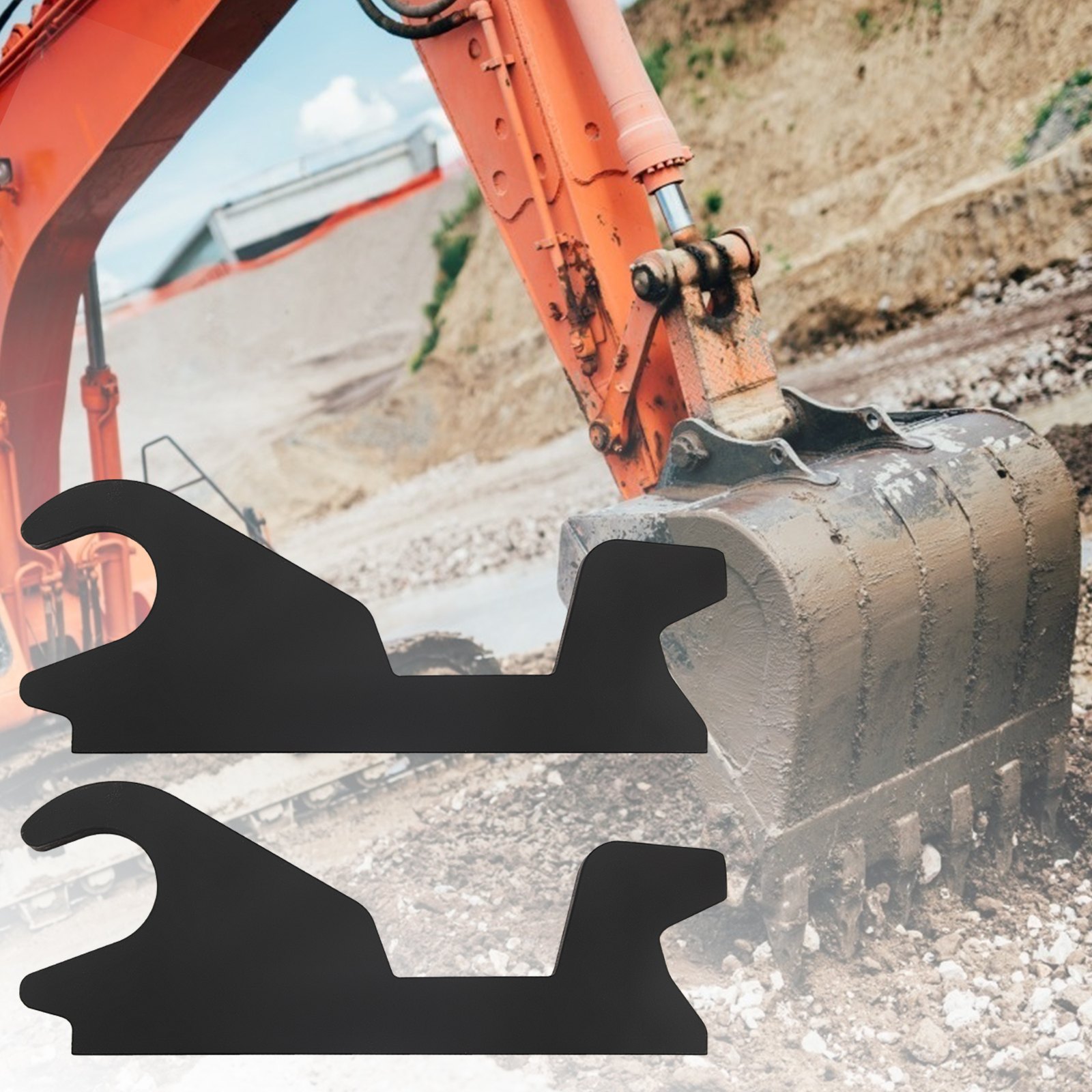 VEVOR Orejas de cubo de fijación rápida, orejas de cubo de excavadora de 3/4 pulgadas de grosor, 2 piezas de orejas de cubo, acero con revestimiento negro con artesanía de metal precisa, compatible con KX040 KX71 KX91 KX121