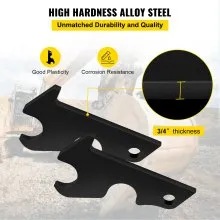 VEVOR Orejas de cubo de fijación rápida, orejas de cubo de excavadora de 3/4 pulgadas de grosor, 2 piezas de orejas de cubo, acero con revestimiento negro con artesanía de metal precisa, compatible con KX040 KX71 KX91 KX121