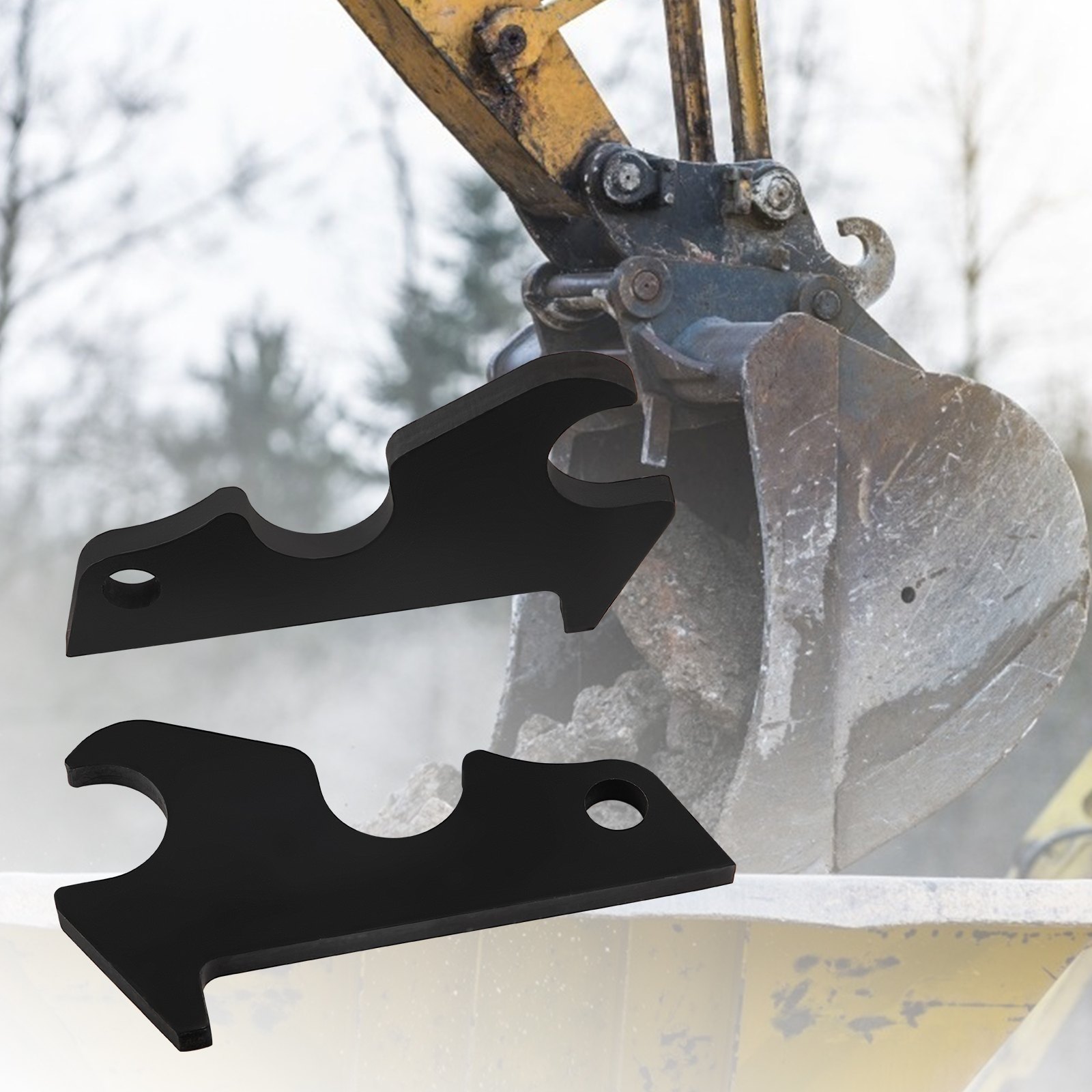 VEVOR Orejas de cubo de fijación rápida, orejas de cubo de excavadora de 3/4 pulgadas de grosor, 2 piezas de orejas de cubo, acero con revestimiento negro con artesanía de metal precisa, compatible con KX040 KX71 KX91 KX121