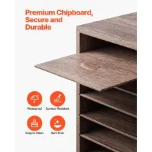Organizador de literatura de madera con 27 compartimentos y estantes extraíbles, color negro y gris
