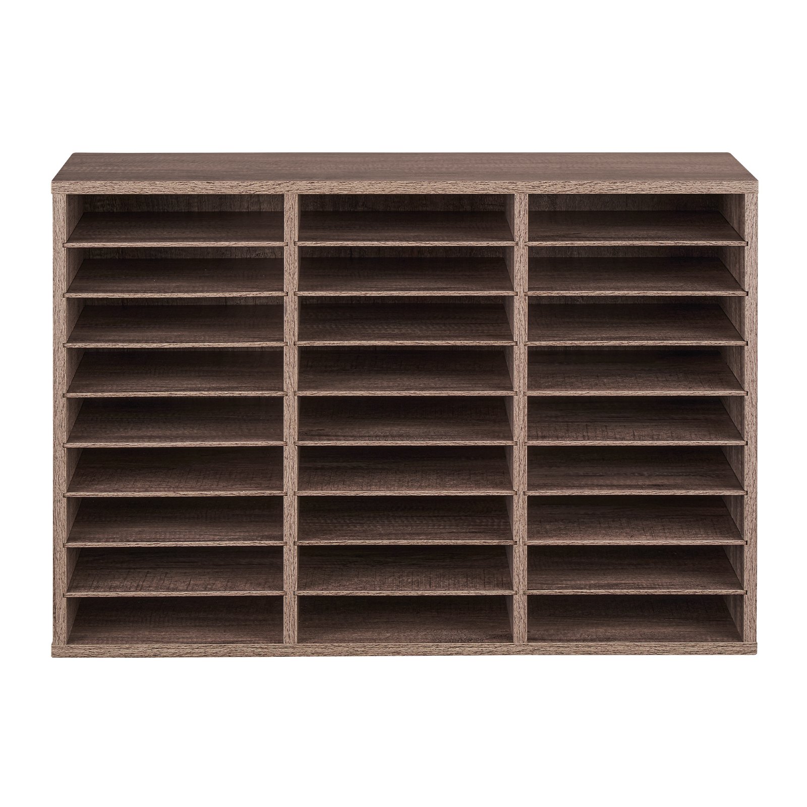 Organizador de documentos VEVOR, buzón de oficina con 27 compartimentos y estantes extraíbles, clasificador de buzones de madera de aglomerado para oficina, hogar y aula, clasificador de archivos, documentos y papel, color negro y gris.