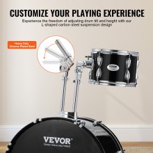 VEVOR Juego de batería para adultos, 5 piezas, 22 pulgadas, kit completo de batería de tamaño completo con bajo Toms Snare, tambor de piso, soportes de trono ajustables, pedal de charles y baquetas, kit de batería para principiantes para adultos, negro