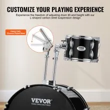 VEVOR Juego de batería para adultos, 5 piezas, 22 pulgadas, kit completo de batería de tamaño completo con bajo Toms Snare, tambor de piso, soportes de trono ajustables, pedal de charles y baquetas, kit de batería para principiantes para adultos, negro