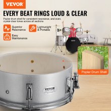 VEVOR Juego de batería para adultos, 5 piezas, 22 pulgadas, kit completo de batería de tamaño completo con bajo Toms Snare, tambor de piso, soportes de trono ajustables, pedal de charles y baquetas, kit de batería para principiantes para adultos, plateado