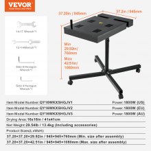 Secador flash VEVOR, secador flash de 16 x 16 pulgadas para serigrafía, control de temperatura de 0-750 ℉, secador de serigrafía de alta potencia con soporte ajustable en altura, rotación de 360°, máquina de curado de camisetas