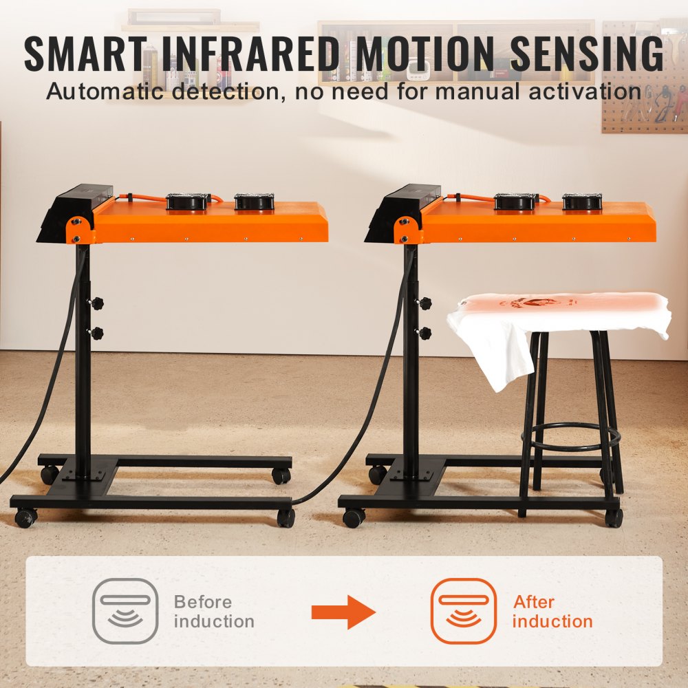 Secador de serigrafía VEVOR Pro Flash de 19 x 21 pulgadas, secador infrarrojo automático de 6000 W con doble ventilador para máquinas de serigrafía, secador con sensor y altura ajustable.