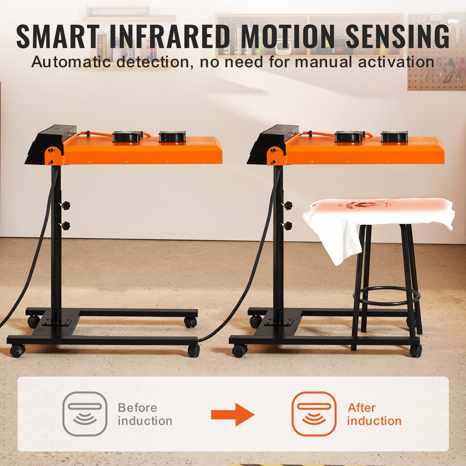 Secador de serigrafía VEVOR Pro Flash de 19 x 21 pulgadas, secador infrarrojo automático de 6000 W con doble ventilador para máquinas de serigrafía, secador con sensor y altura ajustable.