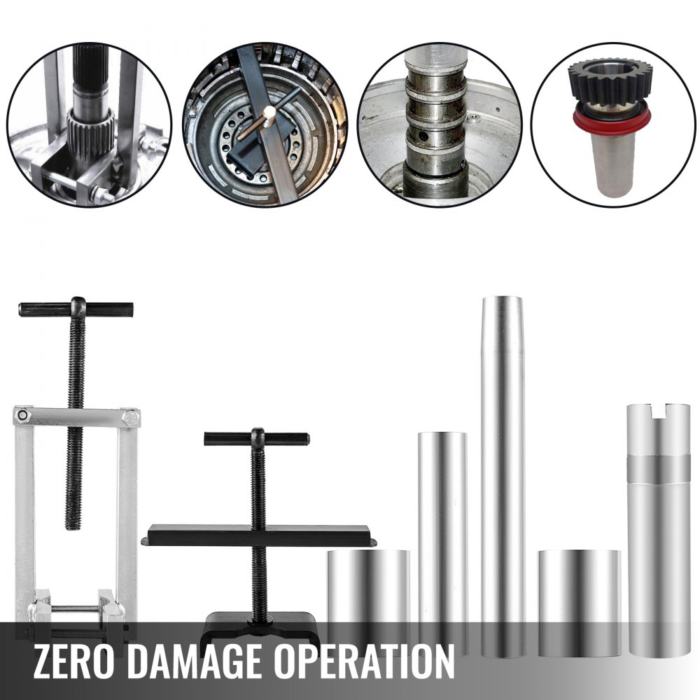 Eje de turbina VEVOR, 6 piezas de herramientas de anillo de sello de estator de bomba, compresor de resorte, kit de extractor de bomba, alineador de rotor de tamaño de buje, anillo de sello de estator de bomba y kit de redimensionamiento para Thm700-R4 (Md8), 4L60, 4L60E, 4L70E