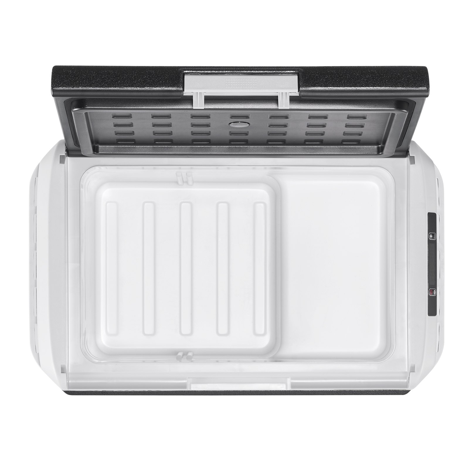 Refrigerador para coche VEVOR de 12 voltios, 26,4 cuartos de galón/25 litros, enfriador eléctrico portátil con temperatura ajustable de -20 °C a 20 °C, compresor de 12/24 V CC y 100-240 V CA, ideal para exteriores, camping, viajes y autocaravanas.