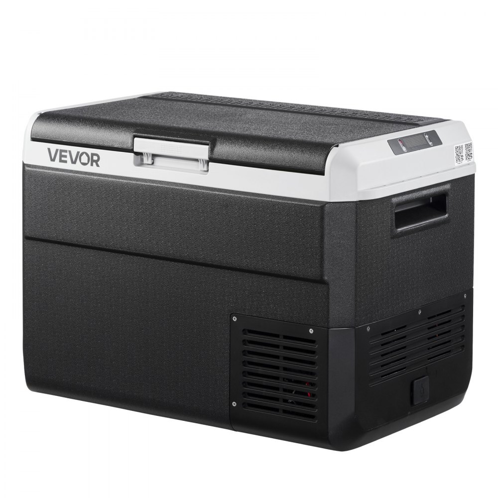 Refrigerador para coche VEVOR de 12 voltios, 52,8 cuartos/50 litros, enfriador eléctrico portátil con temperatura ajustable de -20 °C a 20 °C, compresor de 12/24 V CC y 100-240 V CA, ideal para exteriores, camping, viajes y autocaravanas.