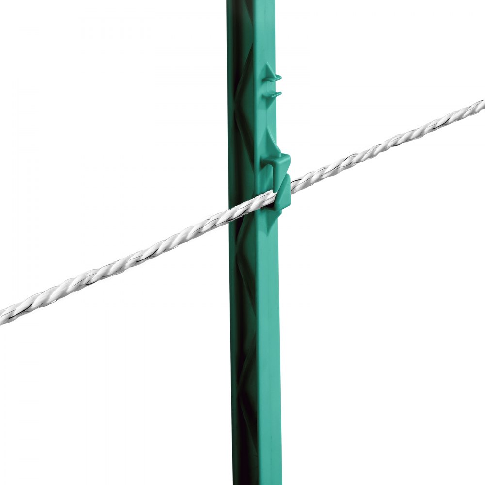 Alambre para cerca eléctrica VEVOR, alambre de polietileno portátil de 200 m y 656 pies, 6 hebras de acero inoxidable de 1/4" de diámetro para una conductividad confiable y resistencia a los rayos UV y a la corrosión. Cuerda de cercado para caballos, ganado vacuno y ganado.