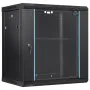 Gabinete de red para servidor VEVOR 12U de montaje en pared, 15,5'' de profundidad, gabinete de rack seguro, soporta hasta 200 lb, puerta y laterales de vidrio con cerradura, ideal para equipos de TI y A/V.