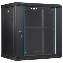 VEVOR Gabinete para servidores de red de montaje en pared de 12U, 15,5 pulgadas de profundidad, gabinete para gabinete en rack para servidores, 200 lbs máx. Capacidad de carga montada en el suelo, con paneles laterales de puerta de vidrio con cerradura, para equipos de TI, dispositivos A/V