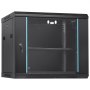 VEVOR Gabinete para servidor de red de montaje en pared 9U, 15.5'' de profundidad, gabinete para servidor en rack, 200 lbs máx. Capacidad de carga montada en el suelo, con paneles laterales de puerta de vidrio con cerradura, para equipos de TI, dispositivos A/V