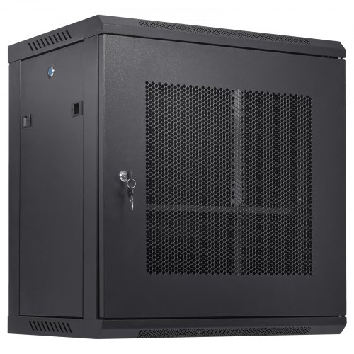 VEVOR Gabinete para servidores de red de montaje en pared de 12U, 15,5 pulgadas de profundidad, gabinete para gabinete en rack para servidores, 200 lbs máx. Capacidad de carga montada en el suelo, con paneles laterales de puerta con cerradura, para equipos de TI, dispositivos A/V
