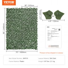 VEVOR Valla de privacidad de hiedra, 96 x 72 pulgadas, pantalla de pared verde artificial, valla de hiedra verde con junta reforzada, setos de imitación, decoración de hojas de vid para jardín al aire libre, patio, balcón, decoración de patio