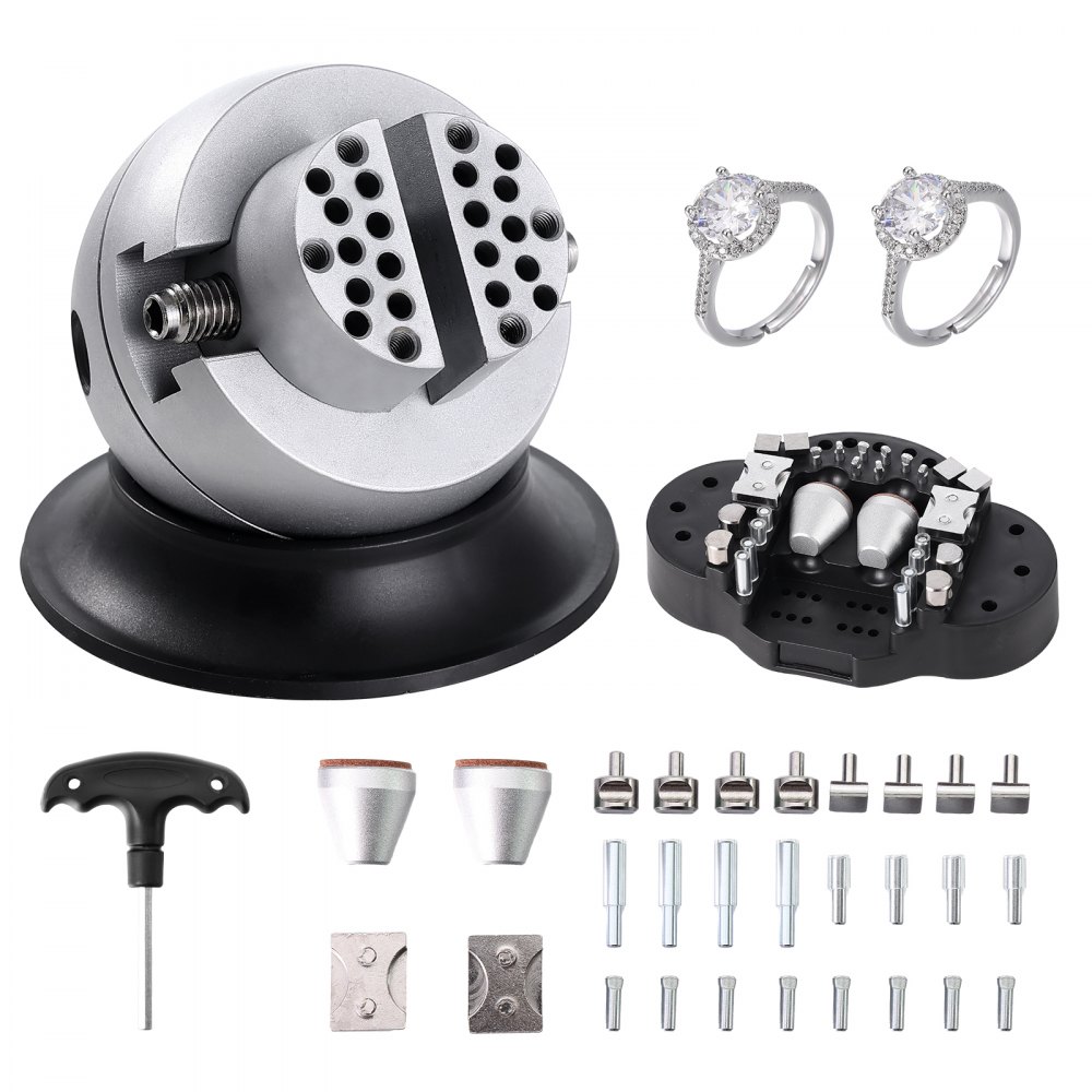 Tornillo de banco esférico VEVOR, herramienta de ajuste de grabado de 7,6 cm, tornillo de banco con rotación de 360°, 30 piezas de accesorios para grabado de joyas, bloque estándar para incrustaciones de piedras preciosas y grabado a pequeña escala.