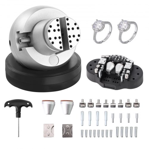 Tornillo de banco esférico VEVOR, herramienta de ajuste de grabado de 5", tornillo de banco con rotación de 360°, 35 piezas de accesorios para grabado de joyas, bloque estándar para incrustaciones de piedras preciosas y grabado a pequeña escala.
