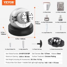 VEVOR Tornillo de bola, herramienta de ajuste de grabado de 5 pulgadas, tornillo de banco de grabado con rotación de 360°, 35 piezas de herramientas de bloque de grabado de joyería, bloque estándar para incrustaciones de piedras preciosas y grabado a pequeña escala